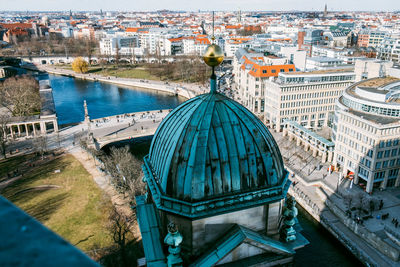 High angle view of buildings in city