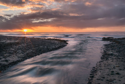 Scenic view of sea against sky during sunset