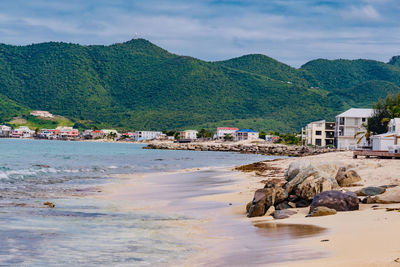 Scenic view of beach against sky