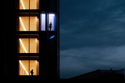 Low angle view of building against sky at night