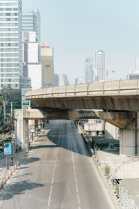 Road amidst buildings against sky in city