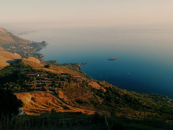 High angle view of sea against sky