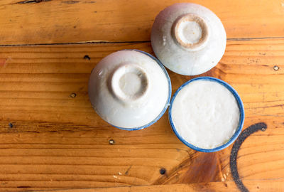 High angle view of coffee on table