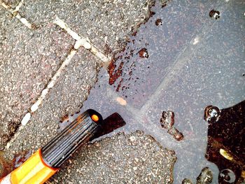 High angle view of wet street