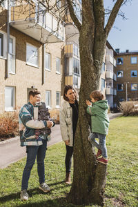 Women with children outdoor