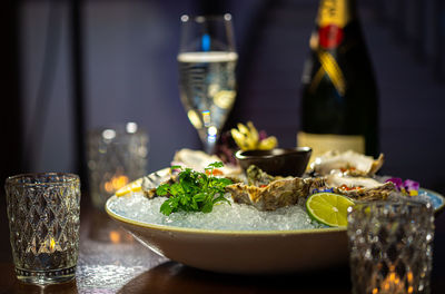 Close-up of food on table