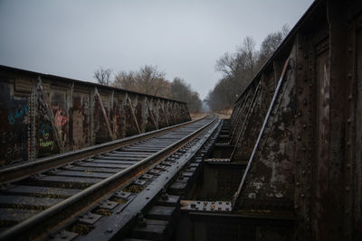 Railroad tracks amidst trees against sky