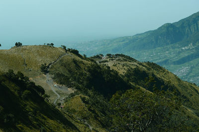 Scenic view of mountains against clear sky