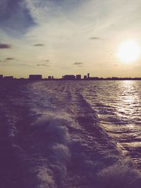 Scenic view of sea at sunset