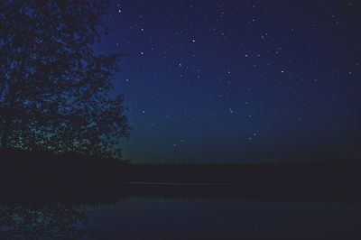 Scenic view of lake against sky at night