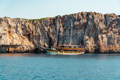 Scenic view of sea against clear sky