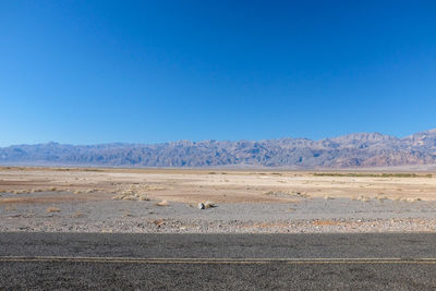 Scenic view of landscape against clear blue sky