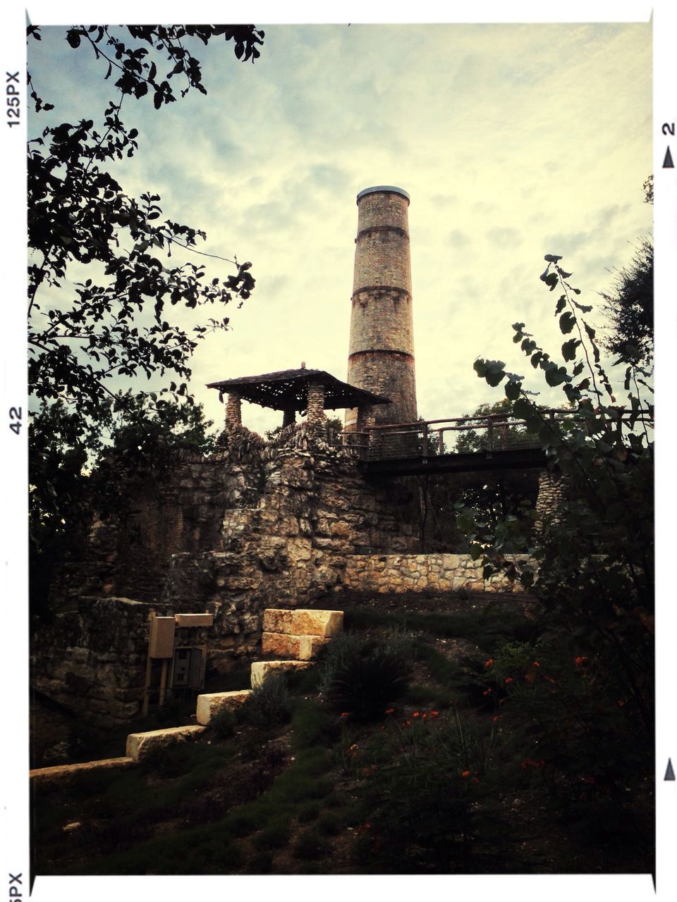 architecture, building exterior, built structure, transfer print, sky, auto post production filter, cloud - sky, tower, low angle view, tree, old, history, cloud, no people, outdoors, cloudy, religion, castle, day, church