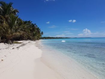 View of beach against blue sky