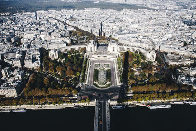 High angle view of buildings in city