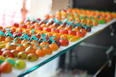 Close-up of colorful candies in store
