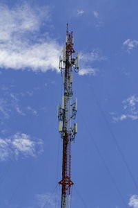 Mobile telecommunication tower or cell tower with antennae and electronic communications equipments