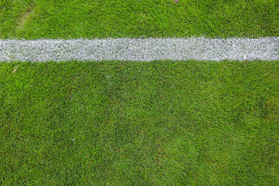 High angle view of soccer field