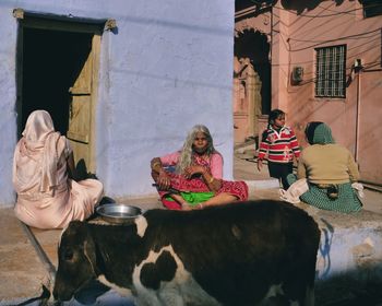 People sitting on temple