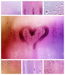 Close-up of heart shape on pink wall