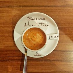 High angle view of coffee on table