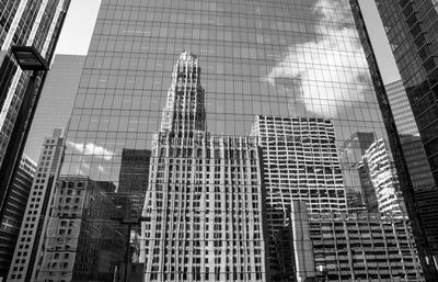 Low angle view of modern buildings in city