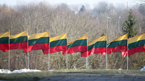 Low angle view of flags