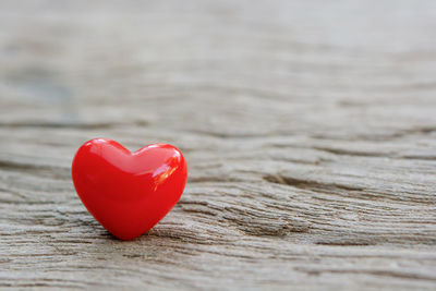 Close-up of heart shape on table