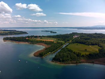 High angle view of sea against sky