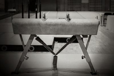 Close-up of empty seats on table