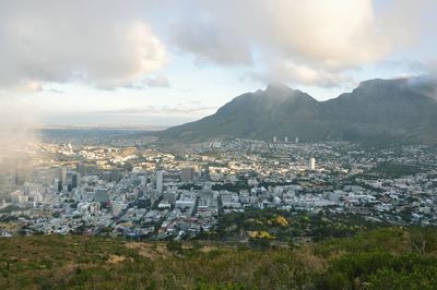 High angle view of townscape against sky