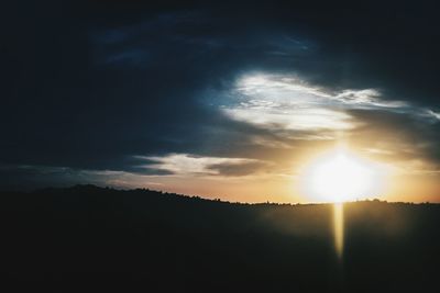 Silhouette landscape against sky during sunset