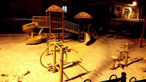 View of built structure at night