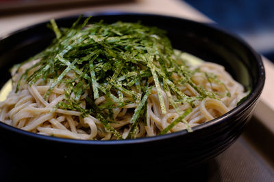 Close-up of rice in bowl on table