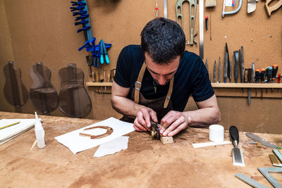 Man working on table