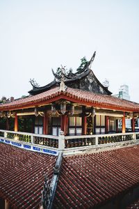 Exterior of temple building against clear sky