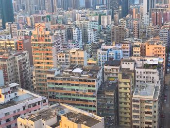 High angle view of buildings in city