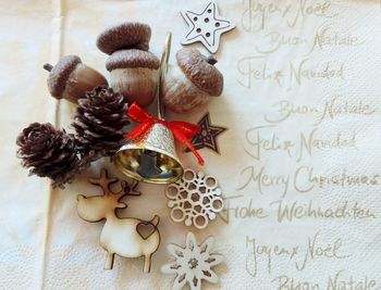 Close-up high angle view of table