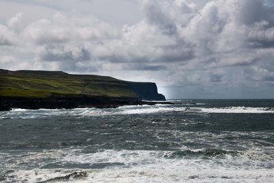 Scenic view of sea against cloudy sky