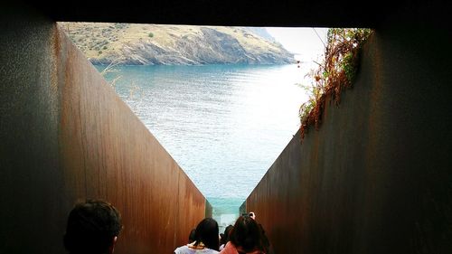 Reflection of people in water