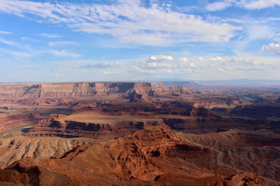 Aerial view of dramatic landscape against sky