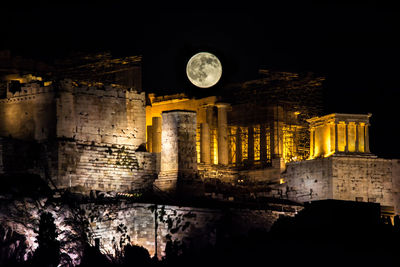 Illuminated built structure at night