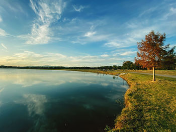 Scenic view of lake against sky