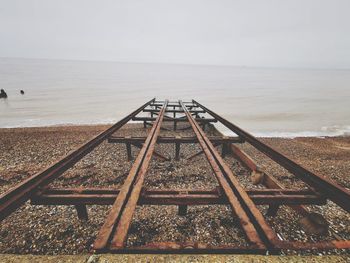 Old lifeboat launch rails dissappearing into the sea