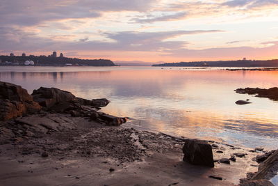 Scenic view of sea against sky during sunset