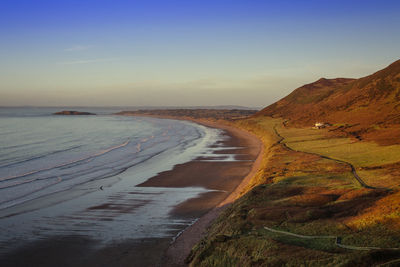 Scenic view of sea against sky during sunset