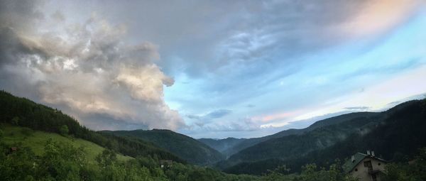 Panoramic view of mountains against sky