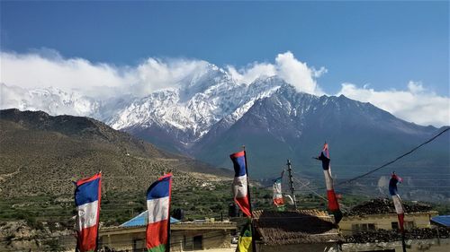 Annapurna range and mount nilgiri are visible from jomsom, nepal.