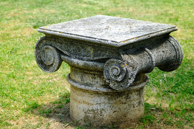 Close-up of cemetery on field