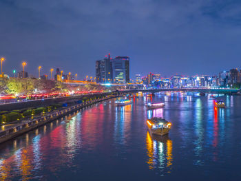 Illuminated city at night